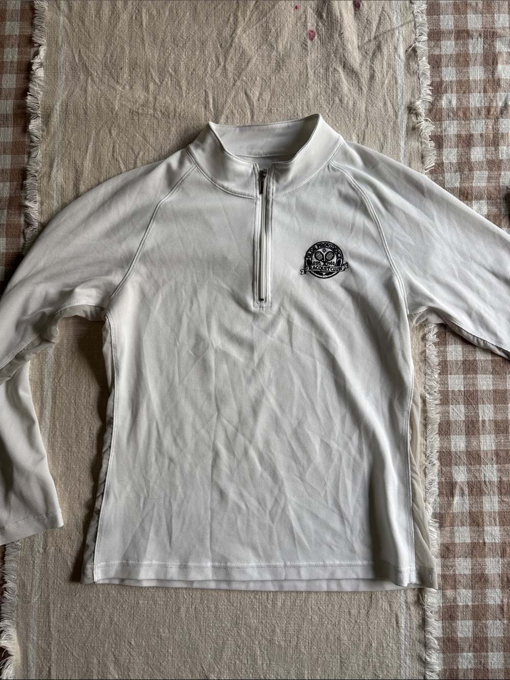 White Half-Zip Athletic Pullover with Chest Logo